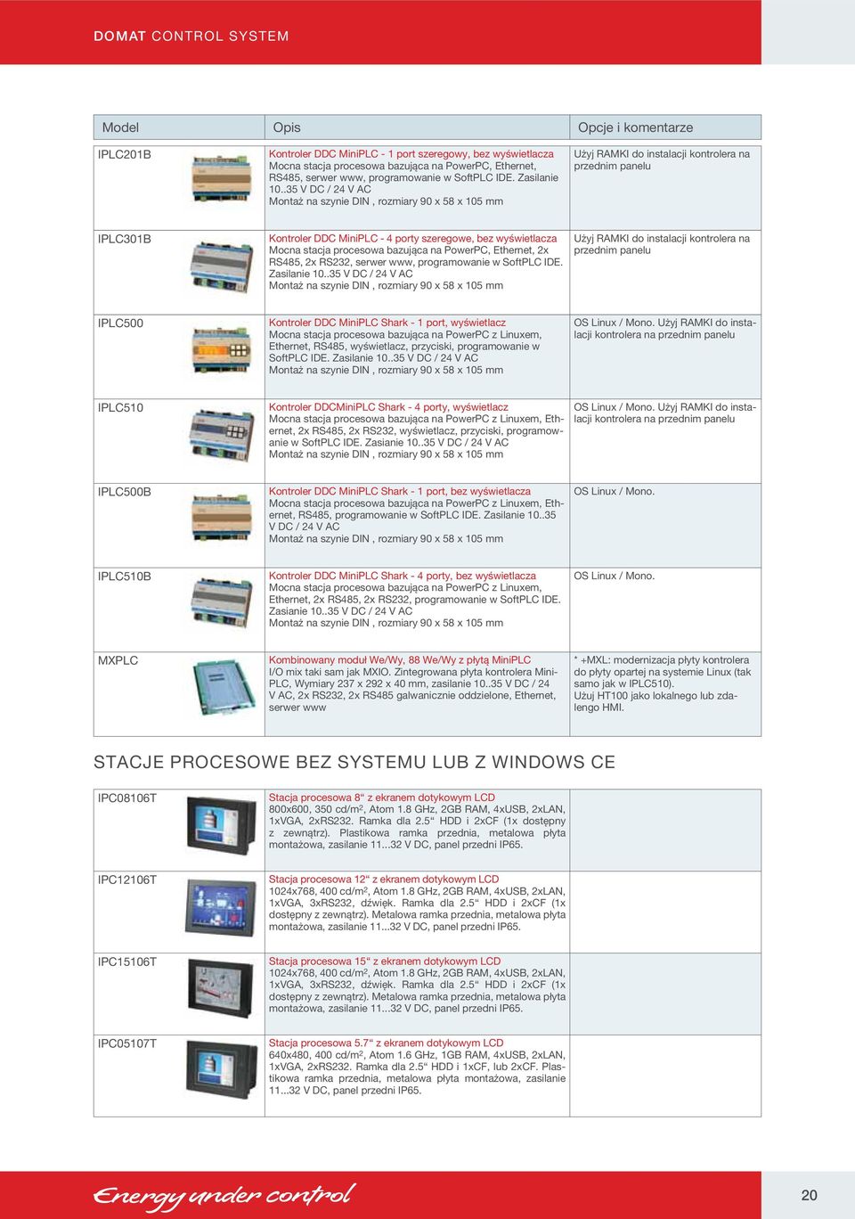 stacja procesowa bazująca na PowerPC, Ethernet, 2x RS485, 2x RS232, serwer www, programowanie w SoftPLC IDE. Zasilanie 10.