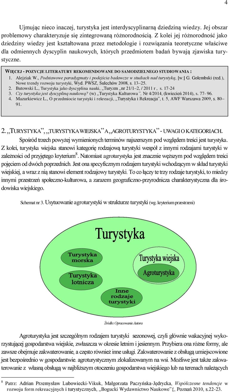 turystyczne. WIĘCEJ - POZYCJE LITERATURY REKOMENDOWANE DO SAMODZIELNEGO STUDIOWANIA : 1. Alejziak W., Podstawowe paradygmaty i podejścia badawcze w studiach nad turystyką, [w:] G. Gołembski (red.