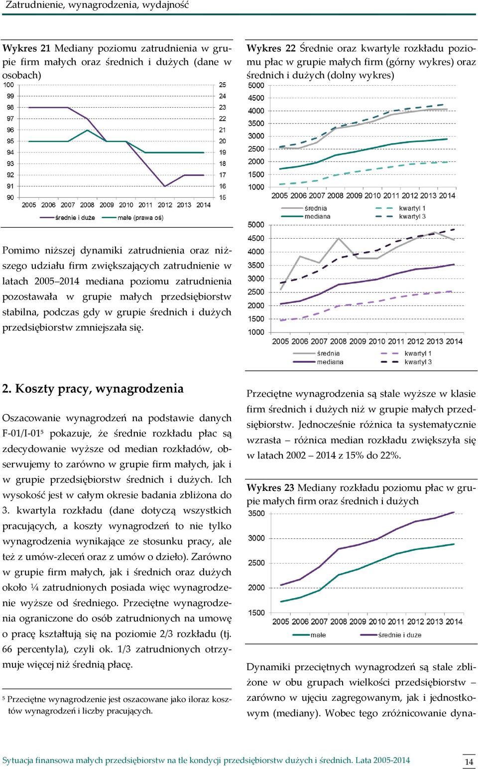 zatrudnienia pozostawała w grupie małych przedsiębiorstw stabilna, podczas gdy w grupie średnich i dużych przedsiębiorstw zmniejszała się. 2.