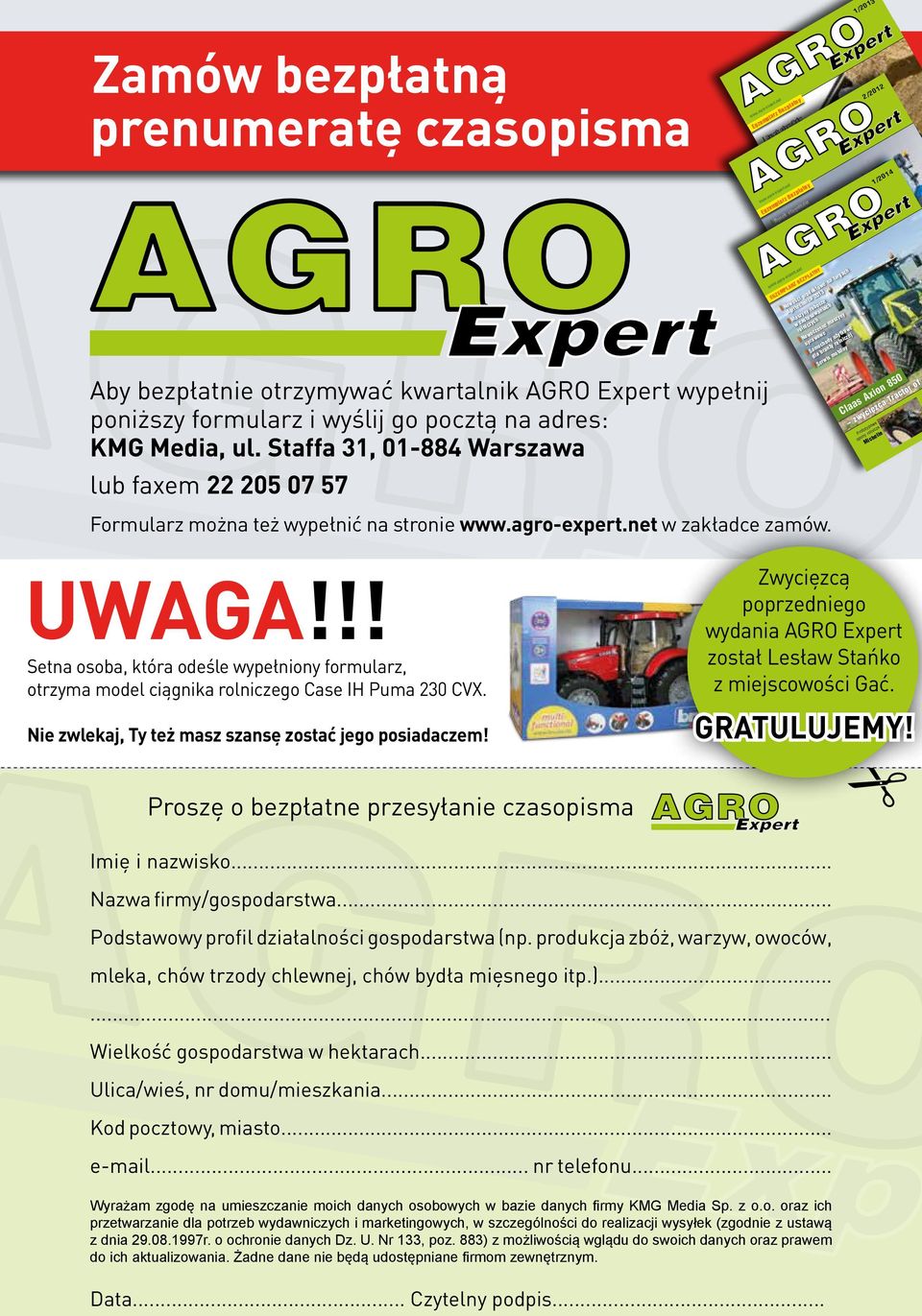 Zbiorniki do paliw Tractor Pulling EGZEMPLARZ BEZPŁATNY Formularz można też wypełnić na stronie w zakładce zamów.