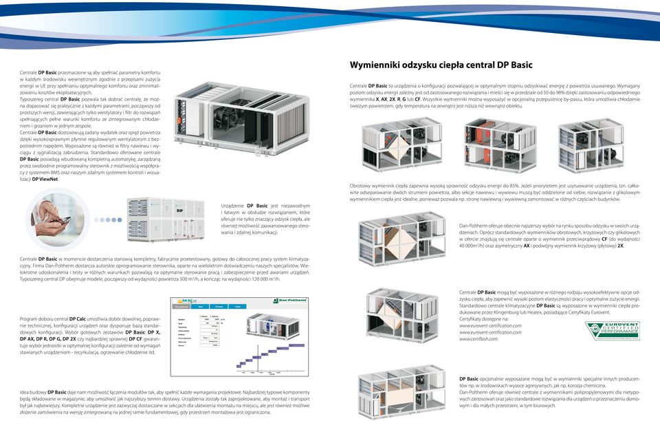 Typoszereg central DP Basic pozwala tak dobrać centralę, że można dopasować się praktycznie z każdymi parametrami, począwszy od prostszych wersji, zawierających tylko wentylatory i filtr do rozwiązań
