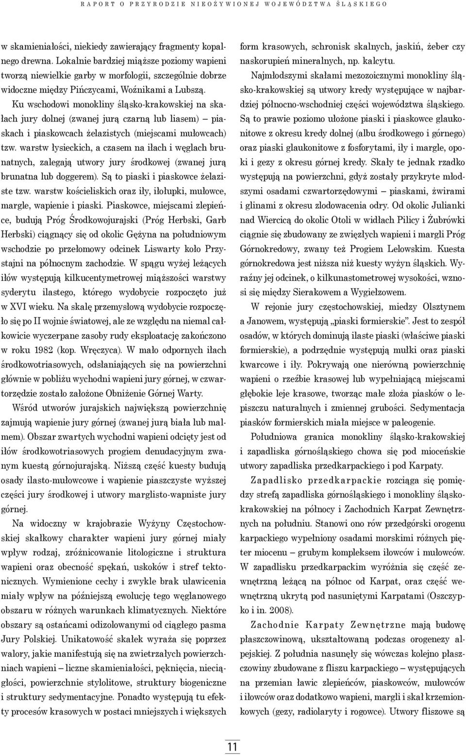 Ku wschodowi monokliny śląsko-krakowskiej na skałach jury dolnej (zwanej jurą czarną lub liasem) piaskach i piaskowcach żelazistych (miejscami mułowcach) tzw.