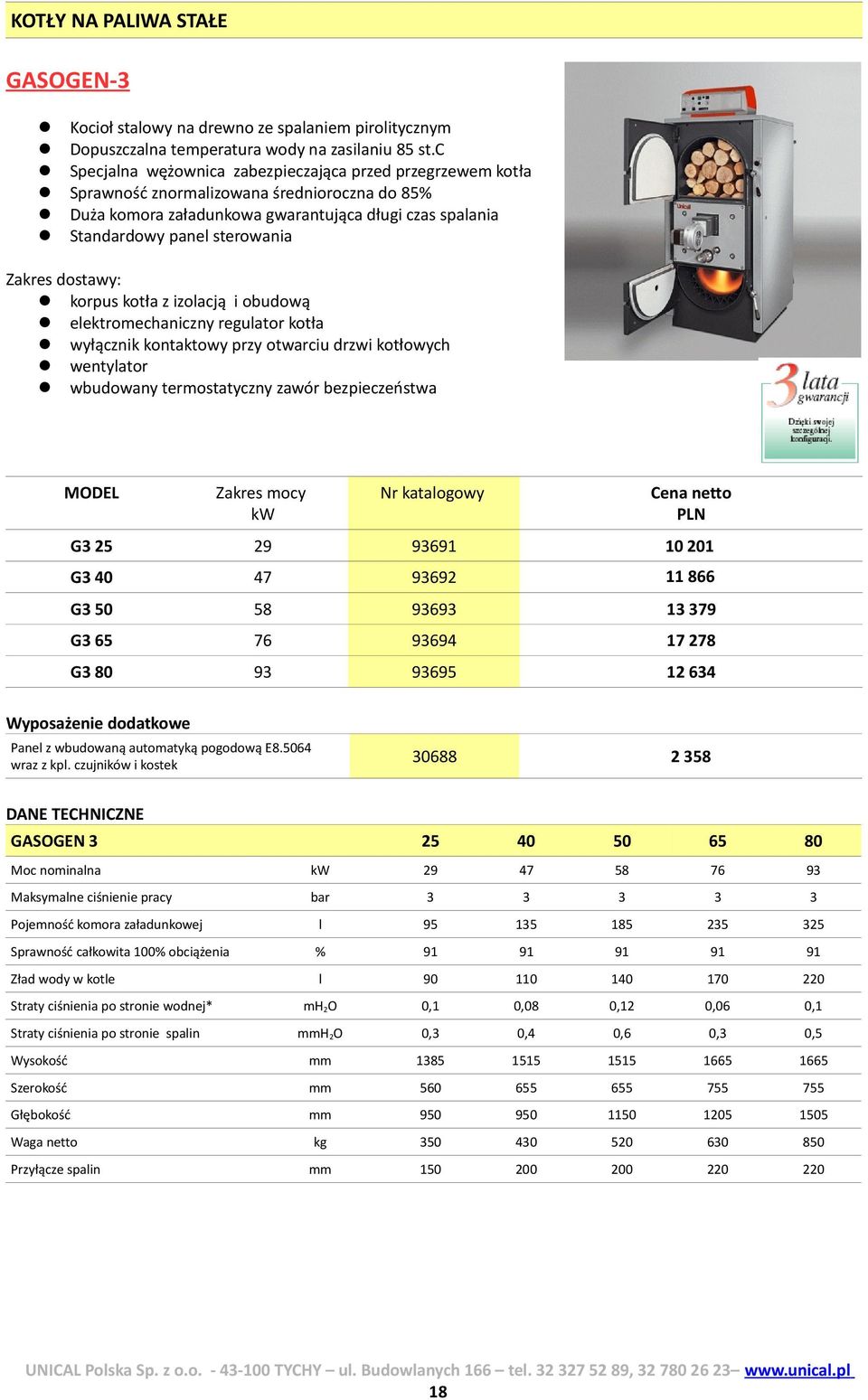 Zakres dostawy: korpus kotła z izolacją i obudową elektromechaniczny regulator kotła wyłącznik kontaktowy przy otwarciu drzwi kotłowych wentylator wbudowany termostatyczny zawór bezpieczeństwa MODEL