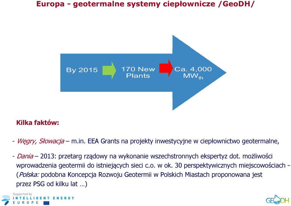 wszechstronnych ekspertyz dot. możliwości wprowadzenia geotermii do istniejących sieci c.o. w ok.