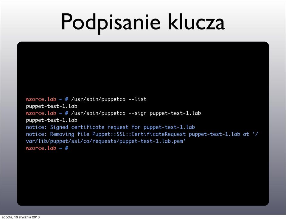 lab notice: Signed certificate request for puppet-test-1.