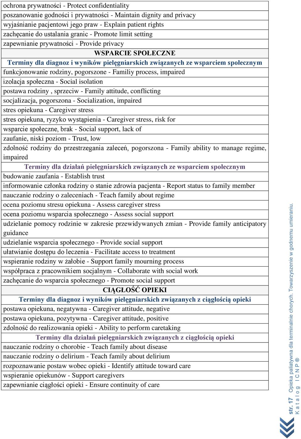 pogorszone - Familiy process, impaired izolacja społeczna - Social isolation postawa rodziny, sprzeciw - Family attitude, conflicting socjalizacja, pogorszona - Socialization, impaired stres opiekuna