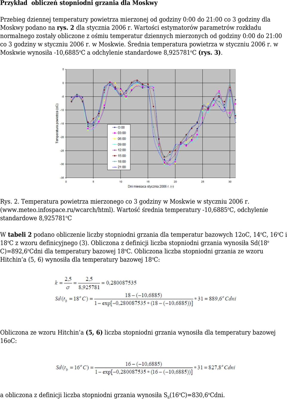 Średnia temperatura powietrza w styczniu 2006 r. w Moskwie wynosiła -10,6885oC a odchylenie standardowe 8,925781oC (rys. 3). Rys. 2. Temperatura powietrza mierzonego co 3 godziny w Moskwie w styczniu 2006 r.