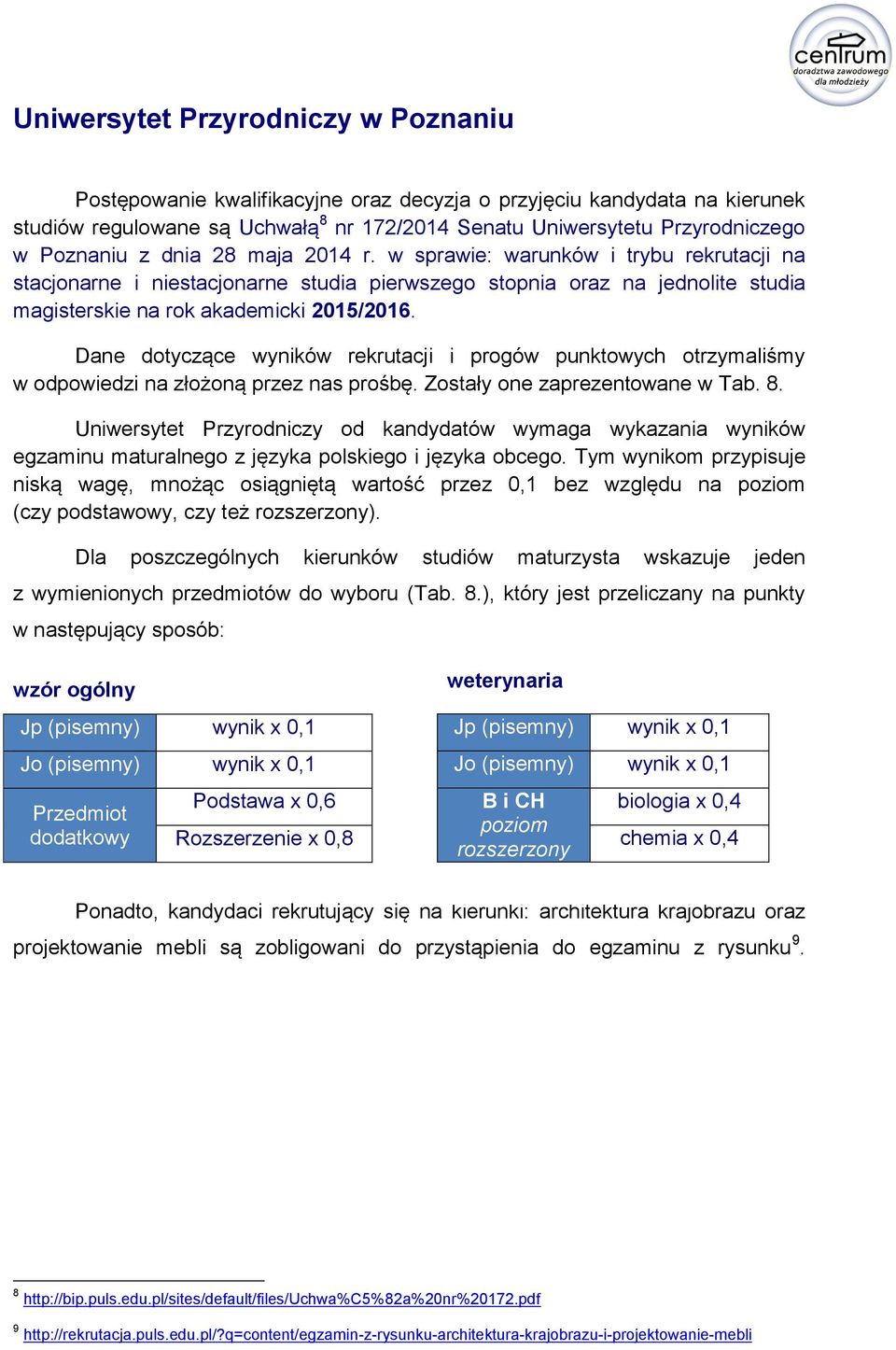 Dane dotyczące wyników rekrutacji i progów punktowych otrzymaliśmy w odpowiedzi na złożoną przez nas prośbę. Zostały one zaprezentowane w Tab. 8.