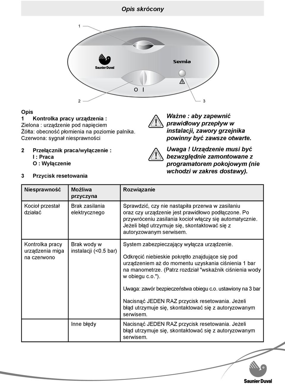 zawsze otwarte. Uwaga! Urządzenie musi być bezwzględnie zamontowane z programatorem pokojowym (nie wchodzi w zakres dostawy).