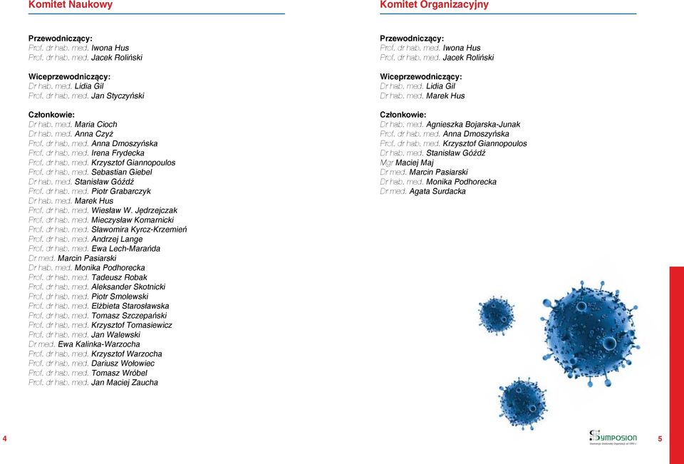 dr hab. med. Piotr Grabarczyk Dr hab. med. Marek Hus Prof. dr hab. med. Wiesław W. Jędrzejczak Prof. dr hab. med. Mieczysław Komarnicki Prof. dr hab. med. Sławomira Kyrcz-Krzemień Prof. dr hab. med. Andrzej Lange Prof.