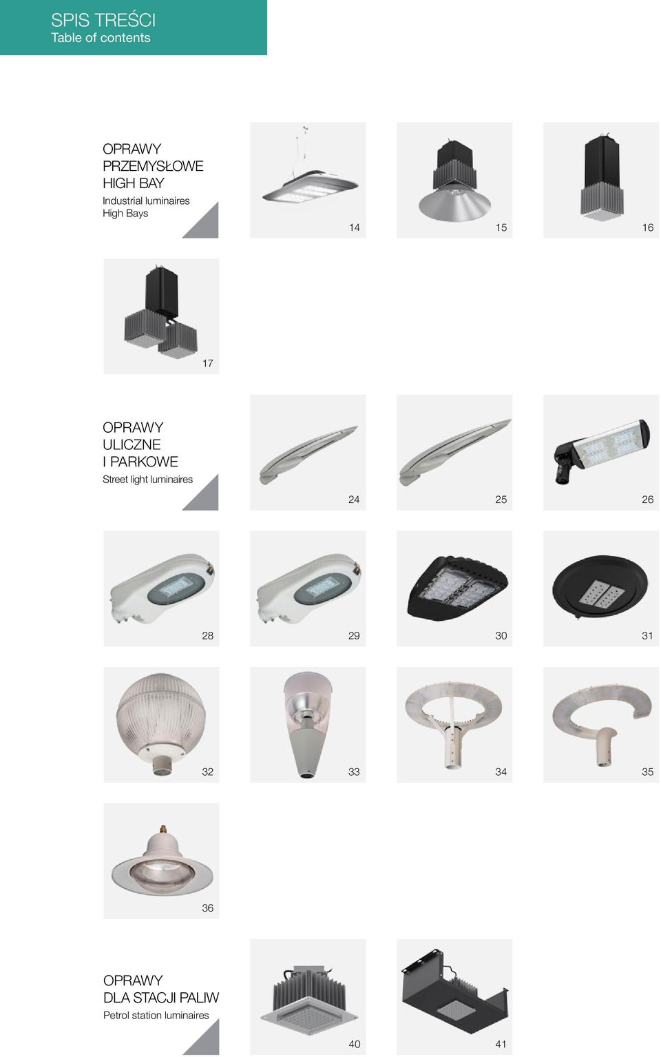 PARKOWE Street light luminaires 24 25 26 28 29 30 31 32 33