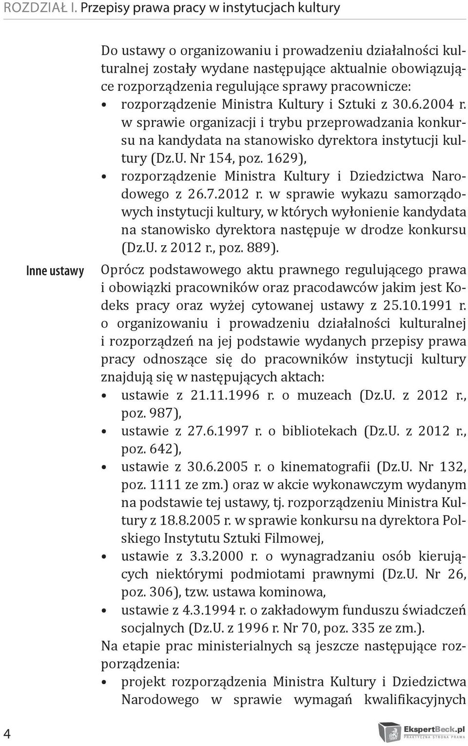 sprawy pracownicze: rozporządzenie Ministra Kultury i Sztuki z 30.6.2004 r. w sprawie organizacji i trybu przeprowadzania konkursu na kandydata na stanowisko dyrektora instytucji kultury (Dz.U.