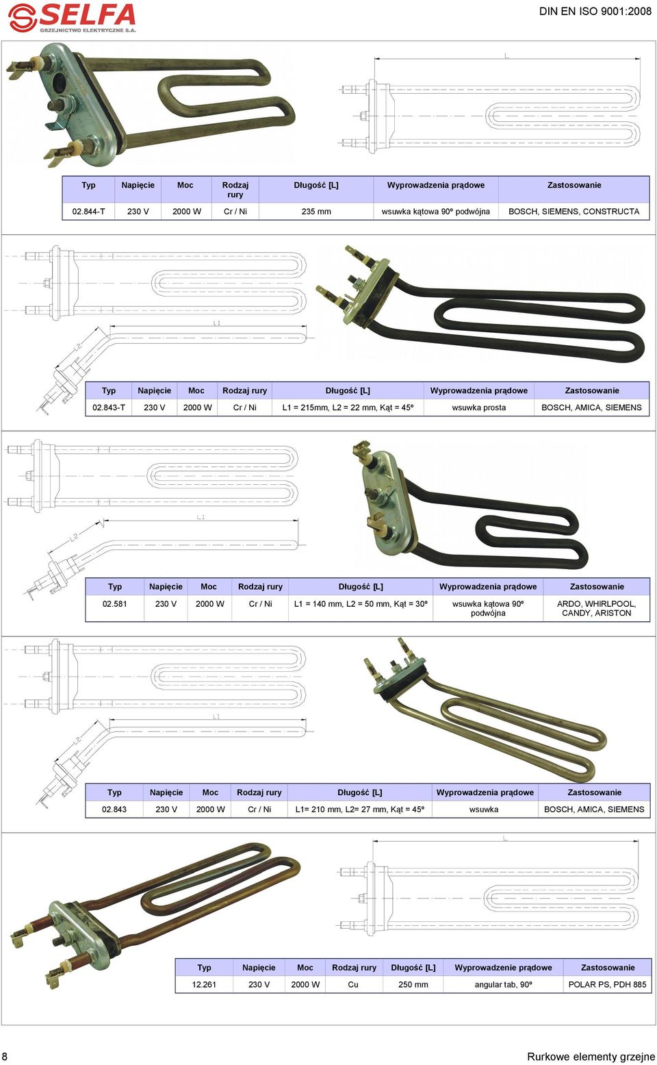 843-T L1 = 215mm, L2 = 22 mm, Kąt = 45º wsuwka prosta OSCH, MIC, SIEMENS Rodzaj Długość [L] 02.