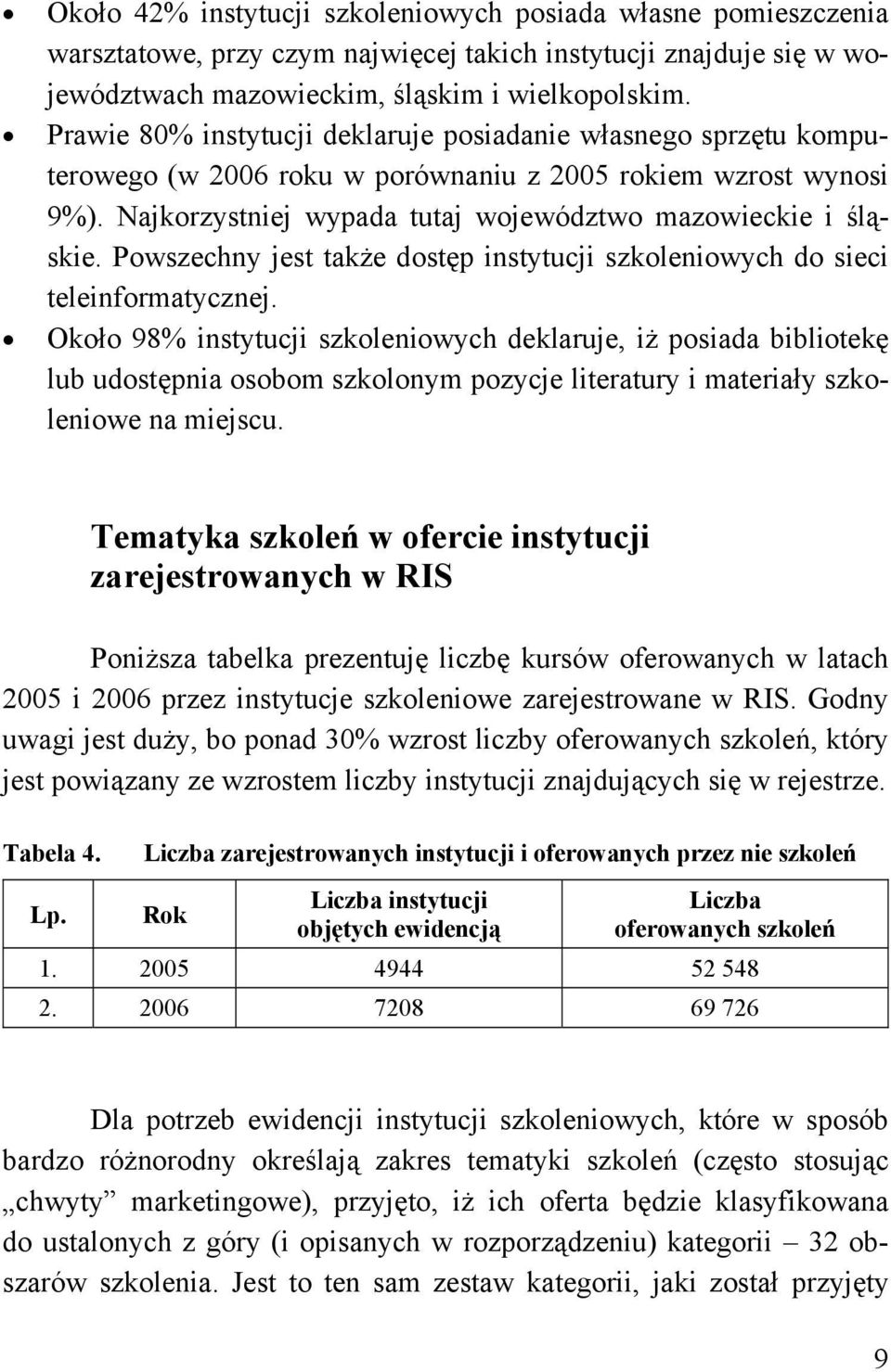 Powszechny jest także dostęp instytucji szkoleniowych do sieci teleinformatycznej.