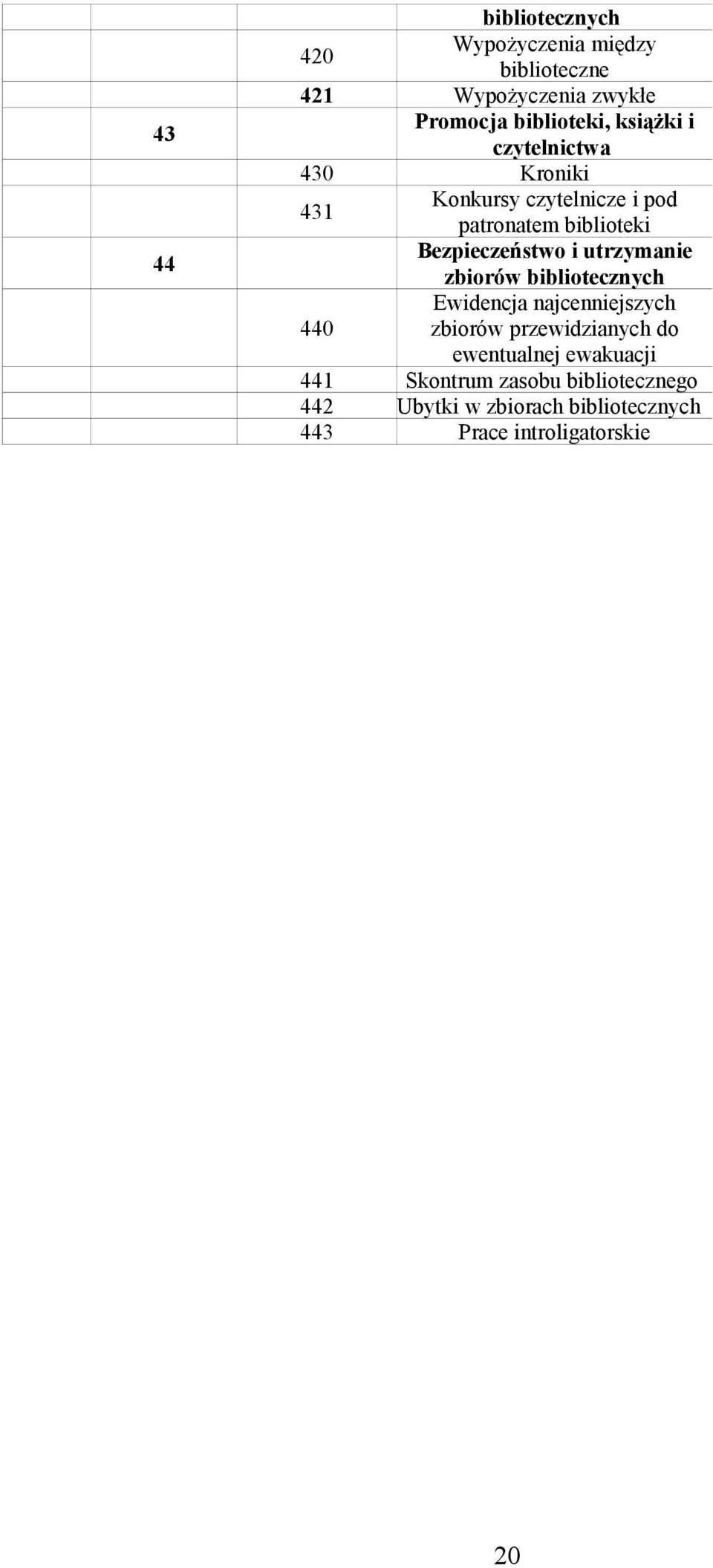 utrzymanie zbiorów bibliotecznych Ewidencja najcenniejszych 440 zbiorów przewidzianych do ewentualnej