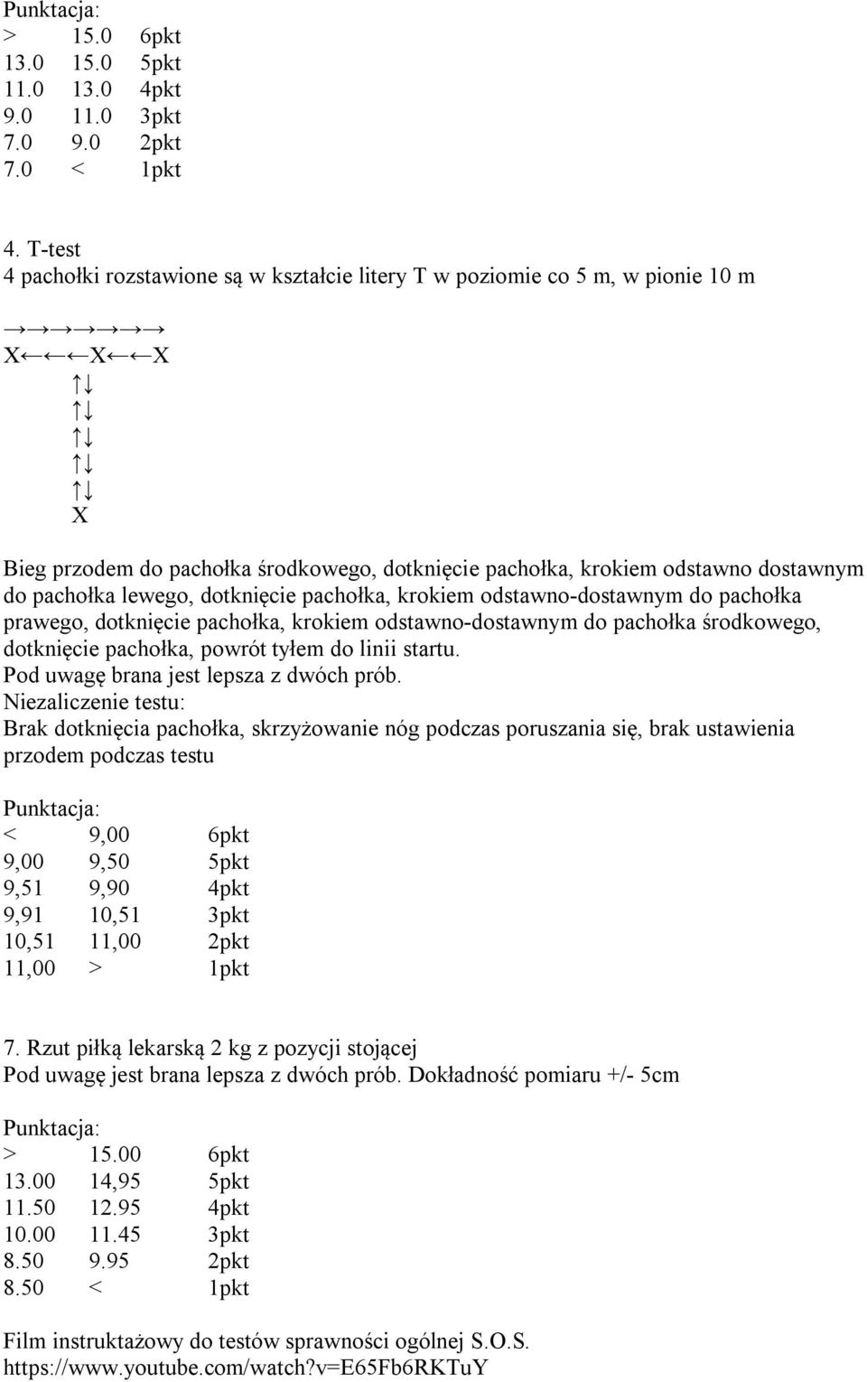 dotknięcie pachołka, krokiem odstawno-dostawnym do pachołka prawego, dotknięcie pachołka, krokiem odstawno-dostawnym do pachołka środkowego, dotknięcie pachołka, powrót tyłem do linii startu.