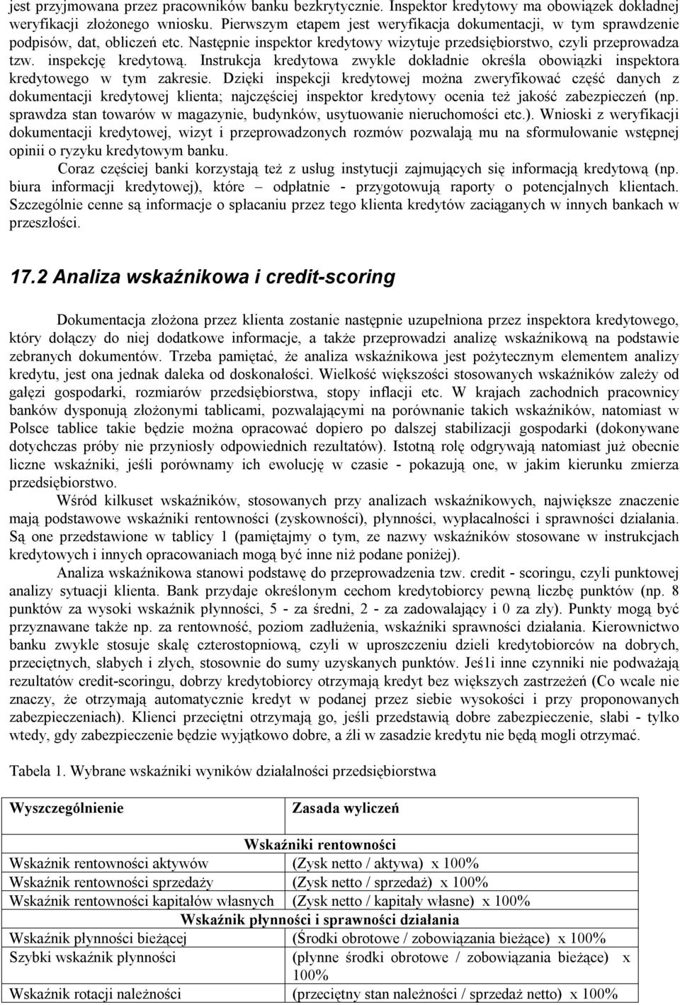 Instrukcja kredytowa zwykle dokładnie określa obowiązki inspektora kredytowego w tym zakresie.