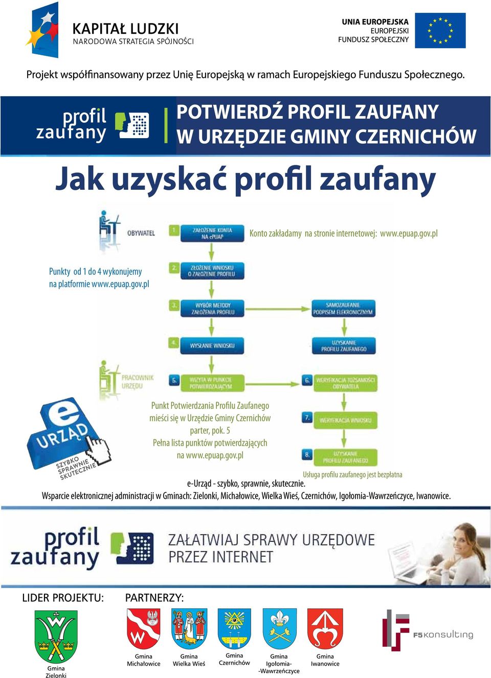 pl Punkt Potwierdzania Profilu Zaufanego mieści się w Urzędzie Gminy Czernichów parter, pok. 5 Pełna lista punktów potwierdzających na www.epuap.