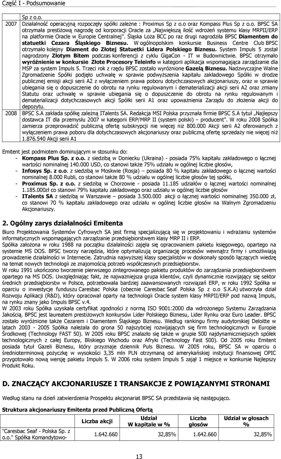 W ogólnopolskim konkursie Business Centre Club BPSC otrzymało kolejny Diament do Złotej Statuetki Lidera Polskiego Biznesu.