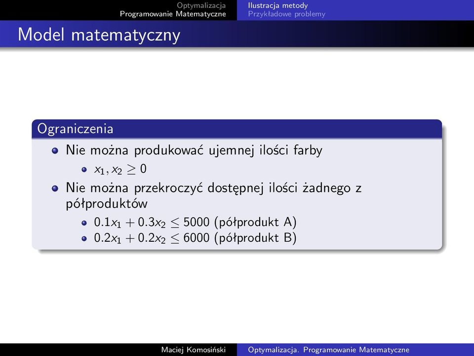 dostępnej ilości żadnego z półproduktów 0.1x 1 + 0.