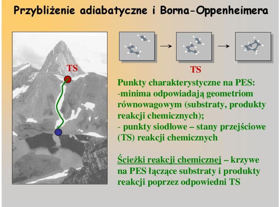 chemicznych); - punkty siodłowe stany przejściowe (TS) reakcji chemicznych Ścieżki