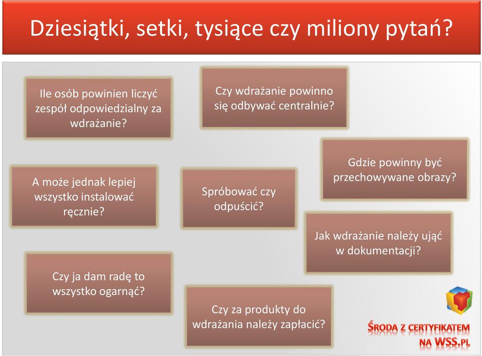 Czy wdrażanie powinno się odbywać centralnie? A może jednak lepiej wszystko instalować ręcznie?