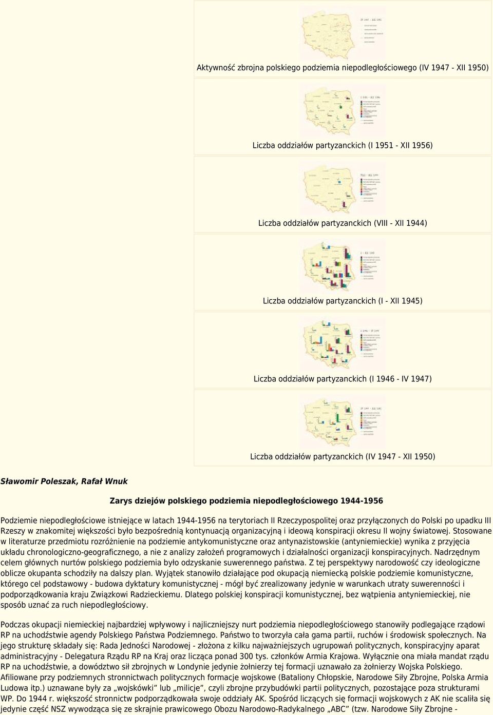 niepodległościowego 1944-1956 Podziemie niepodległościowe istniejące w latach 1944-1956 na terytoriach II Rzeczypospolitej oraz przyłączonych do Polski po upadku III Rzeszy w znakomitej większości