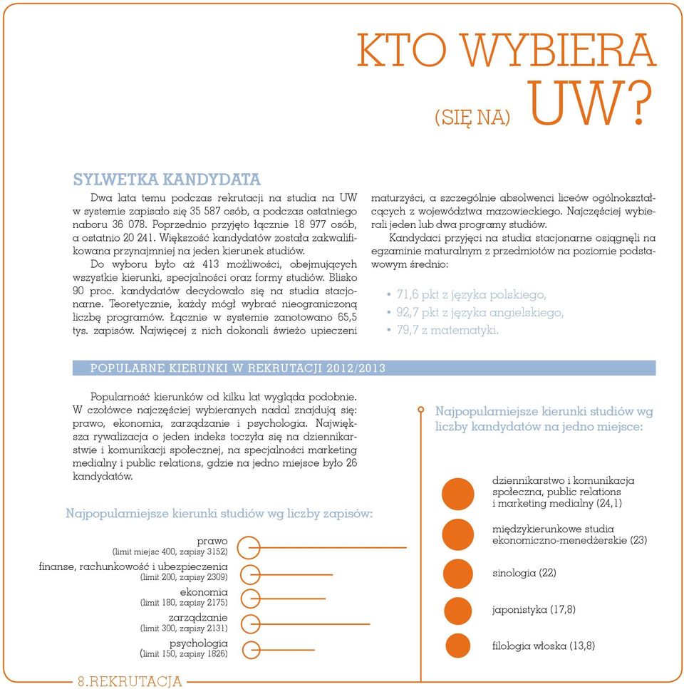 Do wyboru było aż 413 możliwości, obejmujących wszystkie kierunki, specjalności oraz formy studiów. Blisko 90 proc. kandydatów decydowało się na studia stacjonarne.