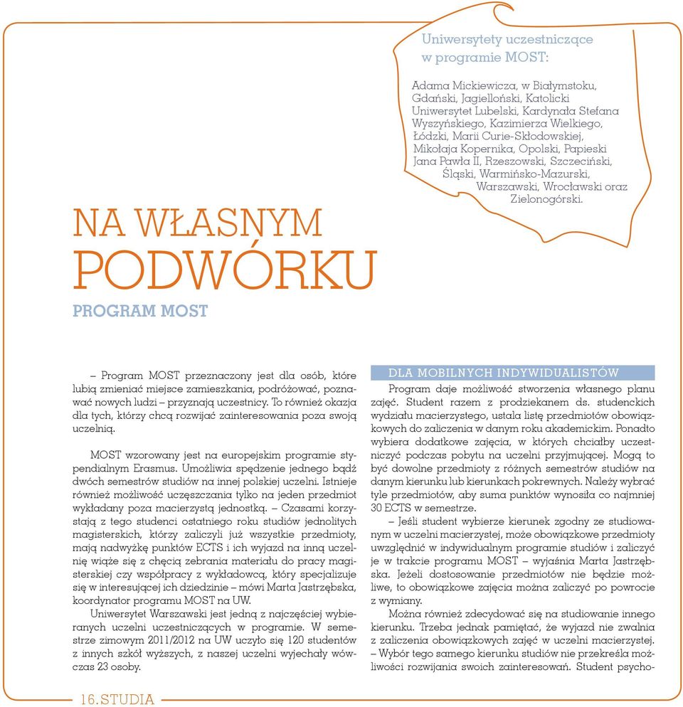 Zielonogórski. Program MOST przeznaczony jest dla osób, które lubią zmieniać miejsce zamieszkania, podróżować, poznawać nowych ludzi przyznają uczestnicy.