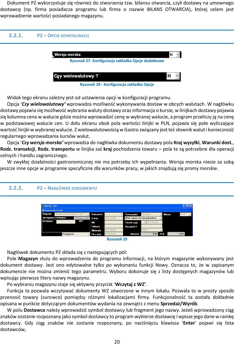 PZ OPCJE KONFIGURACJI Rysunek 27- Konfiguracja zakładka Opcje dodatkowe Rysunek 28 - Konfiguracja zakładka Opcje Widok tego ekranu zależny jest od ustawienia opcji w konfiguracji programu.