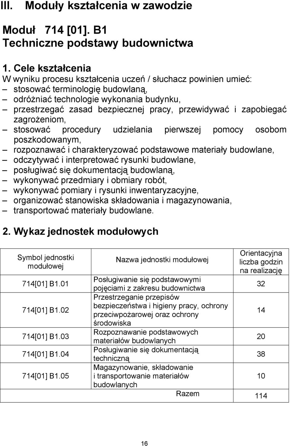 przewidywać i zapobiegać zagrożeniom, stosować procedury udzielania pierwszej pomocy osobom poszkodowanym, rozpoznawać i charakteryzować podstawowe materiały budowlane, odczytywać i interpretować