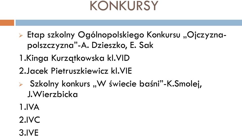 Kinga Kurzątkowska kl.vid 2.Jacek Pietruszkiewicz kl.