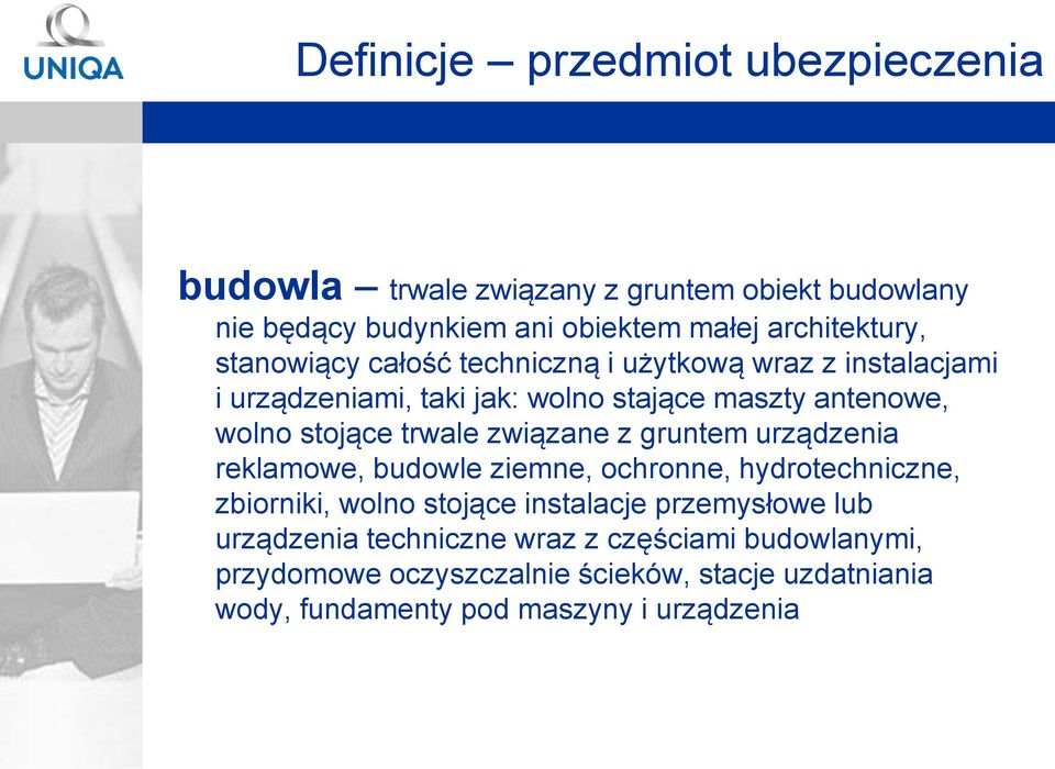 związane z gruntem urządzenia reklamowe, budowle ziemne, ochronne, hydrotechniczne, zbiorniki, wolno stojące instalacje przemysłowe lub