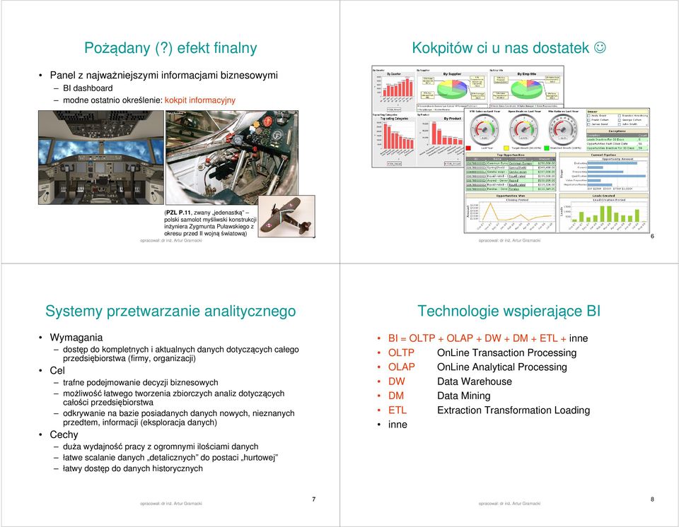 dostęp do kompletnych i aktualnych danych dotyczących całego przedsiębiorstwa (firmy, organizacji) Cel trafne podejmowanie decyzji biznesowych możliwość łatwego tworzenia zbiorczych analiz