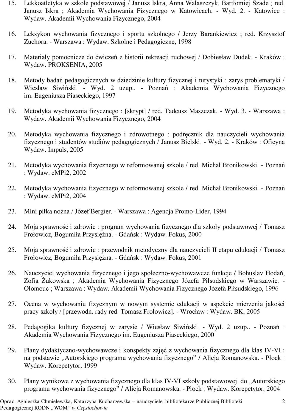 Materiały pomocnicze do ćwiczeń z historii rekreacji ruchowej / Dobiesław Dudek. - Kraków : Wydaw. PROKSENIA, 2005 18.
