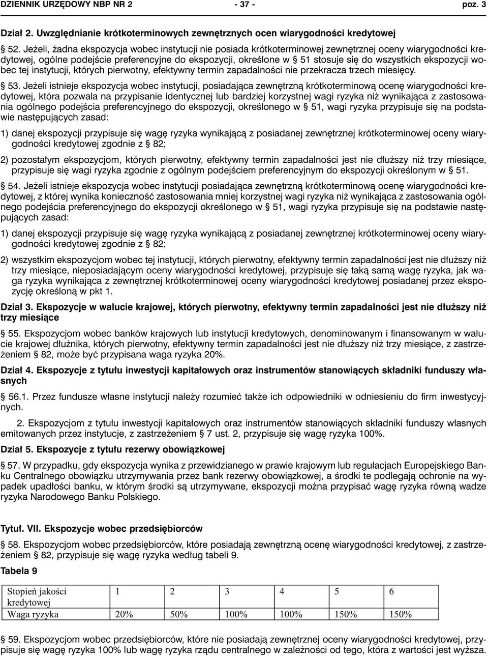 wszystkich ekspozycji wobec tej instytucji, których pierwotny, efektywny termin zapadalności nie przekracza trzech miesięcy. 53.