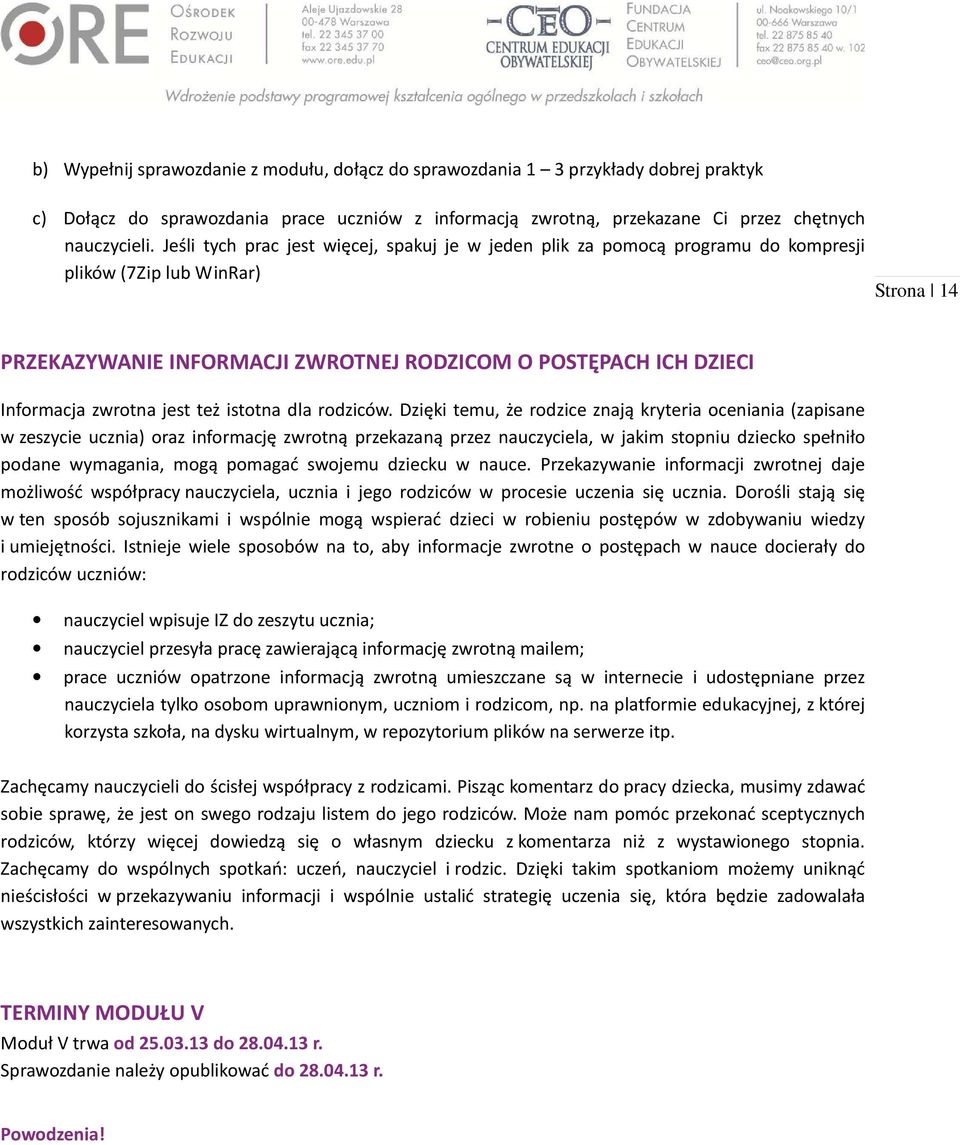zwrotna jest też istotna dla rodziców.