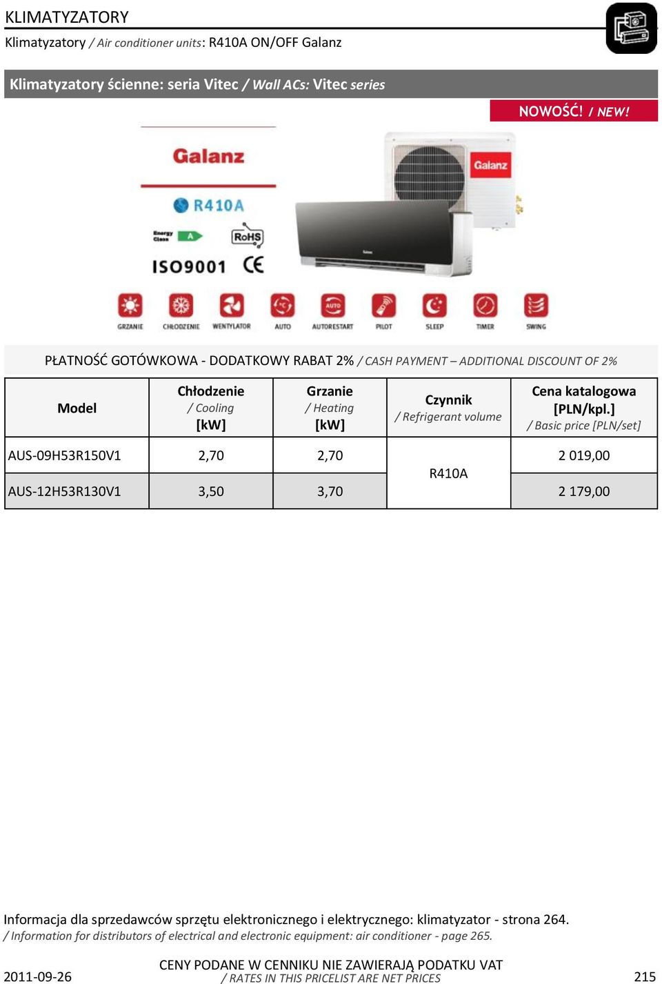 ] / Basic price [PLN/set] AUS-09H53R150V1 2,70 2,70 2 019,00