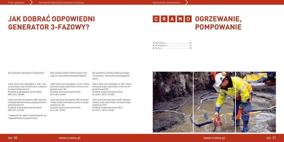 Przykład: prąd spawarki wynosi 200 A; 200 x 0,14 = 28 kva Jeżeli wynik jest wymagany w kw, należy pomnożyć prąd znamionowy urządzenia (w amperach) przez 0,11.