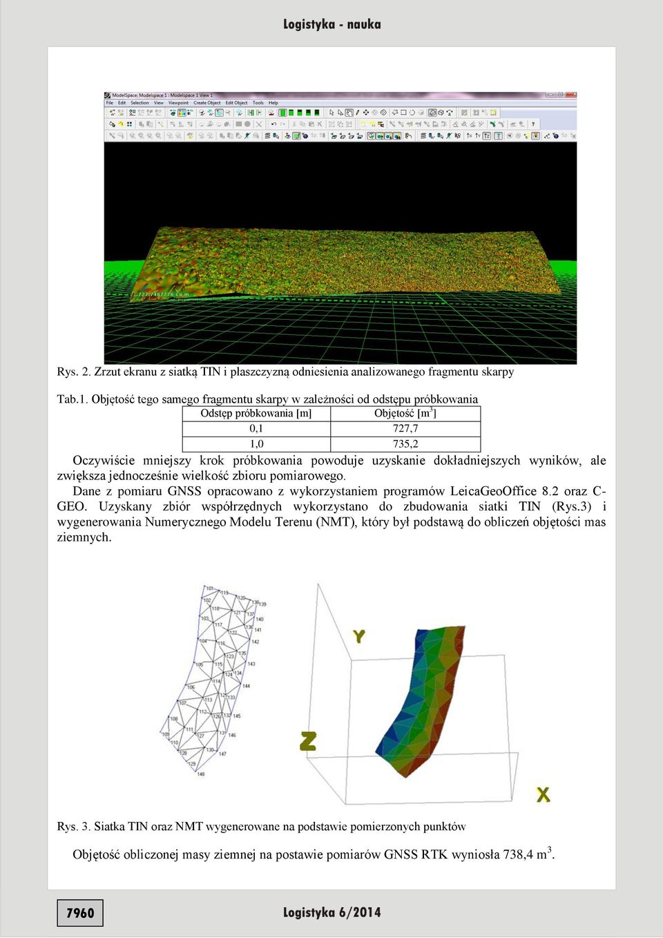 dokładniejszych wyników, ale zwiększa jednocześnie wielkość zbioru pomiarowego. Dane z pomiaru GNSS opracowano z wykorzystaniem programów LeicaGeoOffice 8.2 oraz C- GEO.