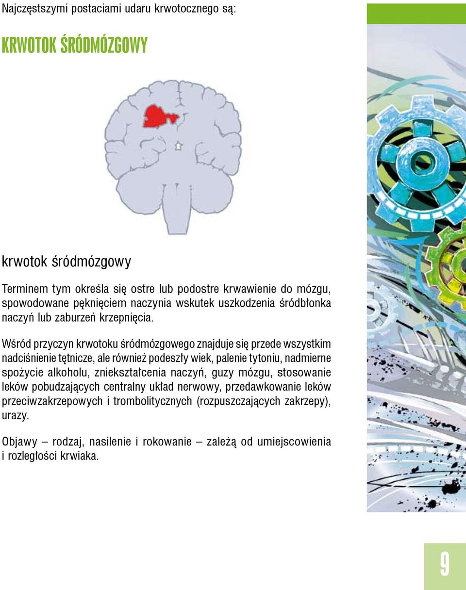 Wśród przyczyn krwotoku śródmózgowego znajduje się przede wszystkim nadciśnienie tętnicze, ale również podeszły wiek, palenie tytoniu, nadmierne spożycie alkoholu,