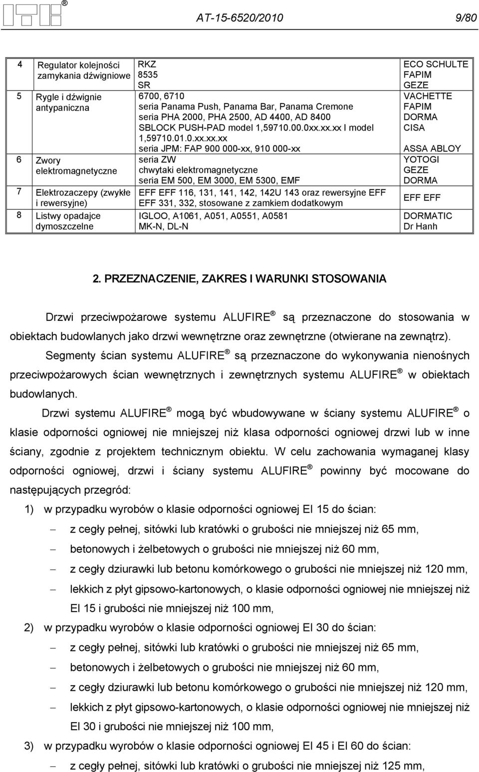 xx.xx I model 1,59710.01.0.xx.xx.xx seria JPM: FAP 900 000-xx, 910 000-xx seria ZW chwytaki elektromagnetyczne seria EM 500, EM 3000, EM 5300, EMF EFF EFF 116, 131, 141, 142, 142U 143 oraz rewersyjne