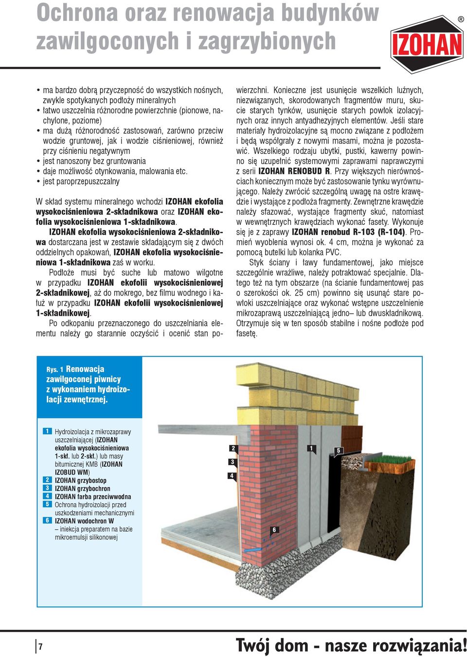 możliwość otynkowania, malowania etc. jest paroprzepuszczalny W skład systemu mineralnego wchodzi IZOHAN ekofolia wysokociśnieniowa 2-składnikowa oraz IZOHAN ekofolia wysokociśnieniowa 1-składnikowa.