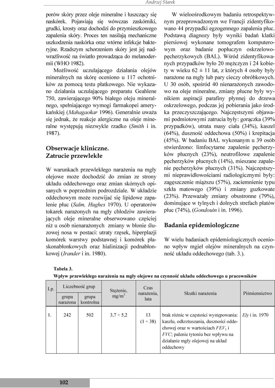 Możliwość uczulającego działania olejów mineralnych na skórę oceniono u 117 ochotników za pomocą testu płatkowego.