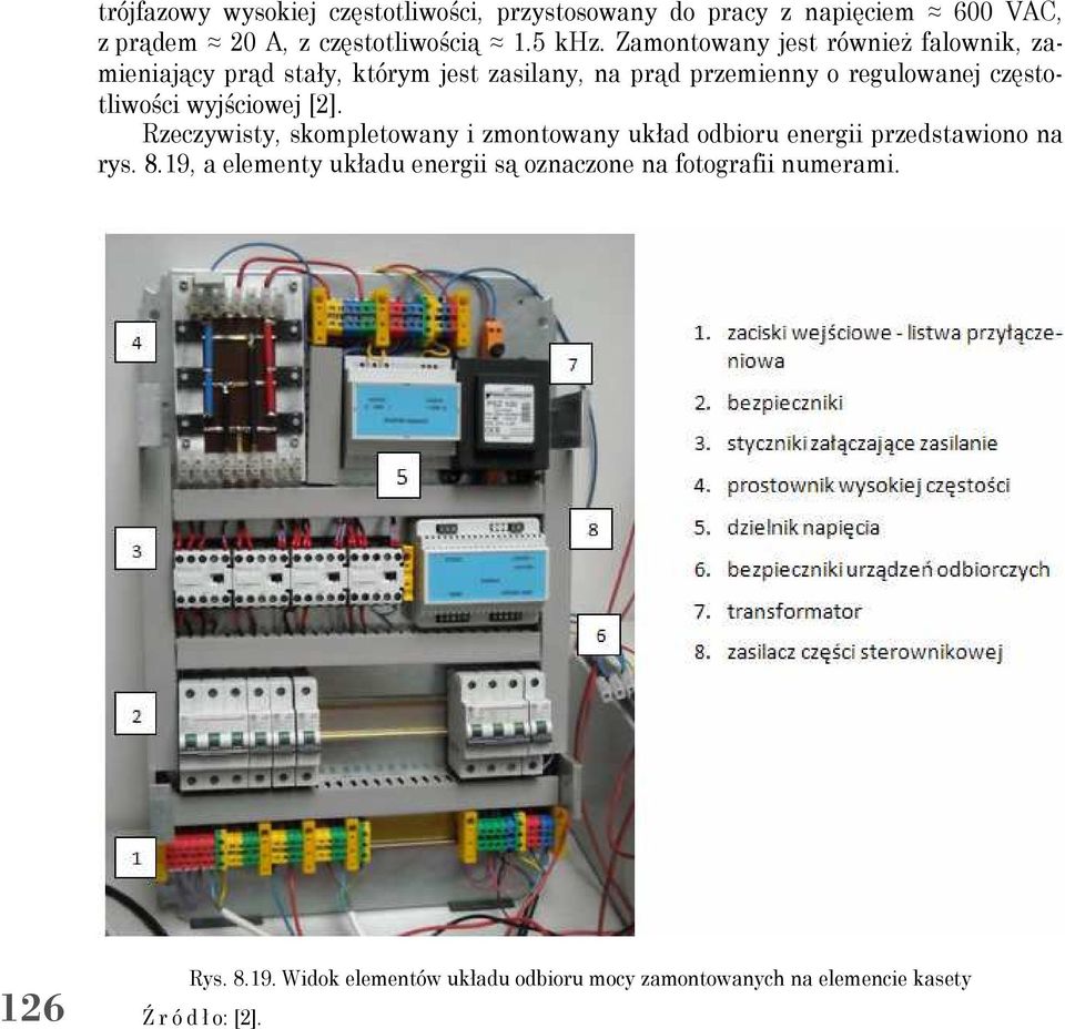 wyjściowej [2]. Rzeczywisty, skompletowany i zmontowany układ odbioru energii przedstawiono na rys. 8.