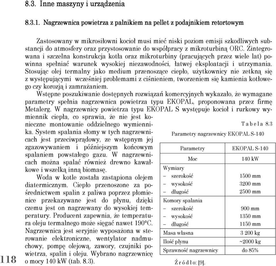 współpracy z mikroturbiną ORC.