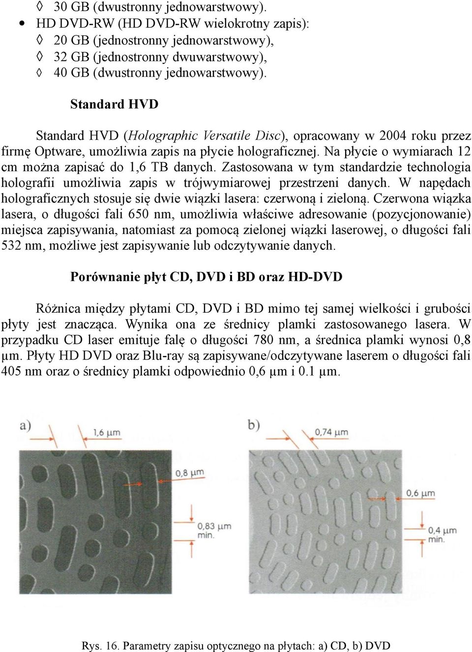 Na płycie o wymiarach 12 cm można zapisać do 1,6 TB danych. Zastosowana w tym standardzie technologia holografii umożliwia zapis w trójwymiarowej przestrzeni danych.