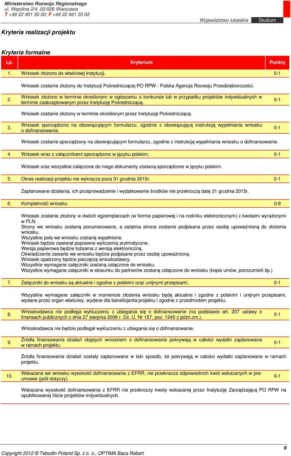 Wniosek złożono w terminie określonym w ogłoszeniu o konkursie lub w przypadku projektów indywidualnych w terminie zaakceptowanym przez Instytucję Pośredniczącą.