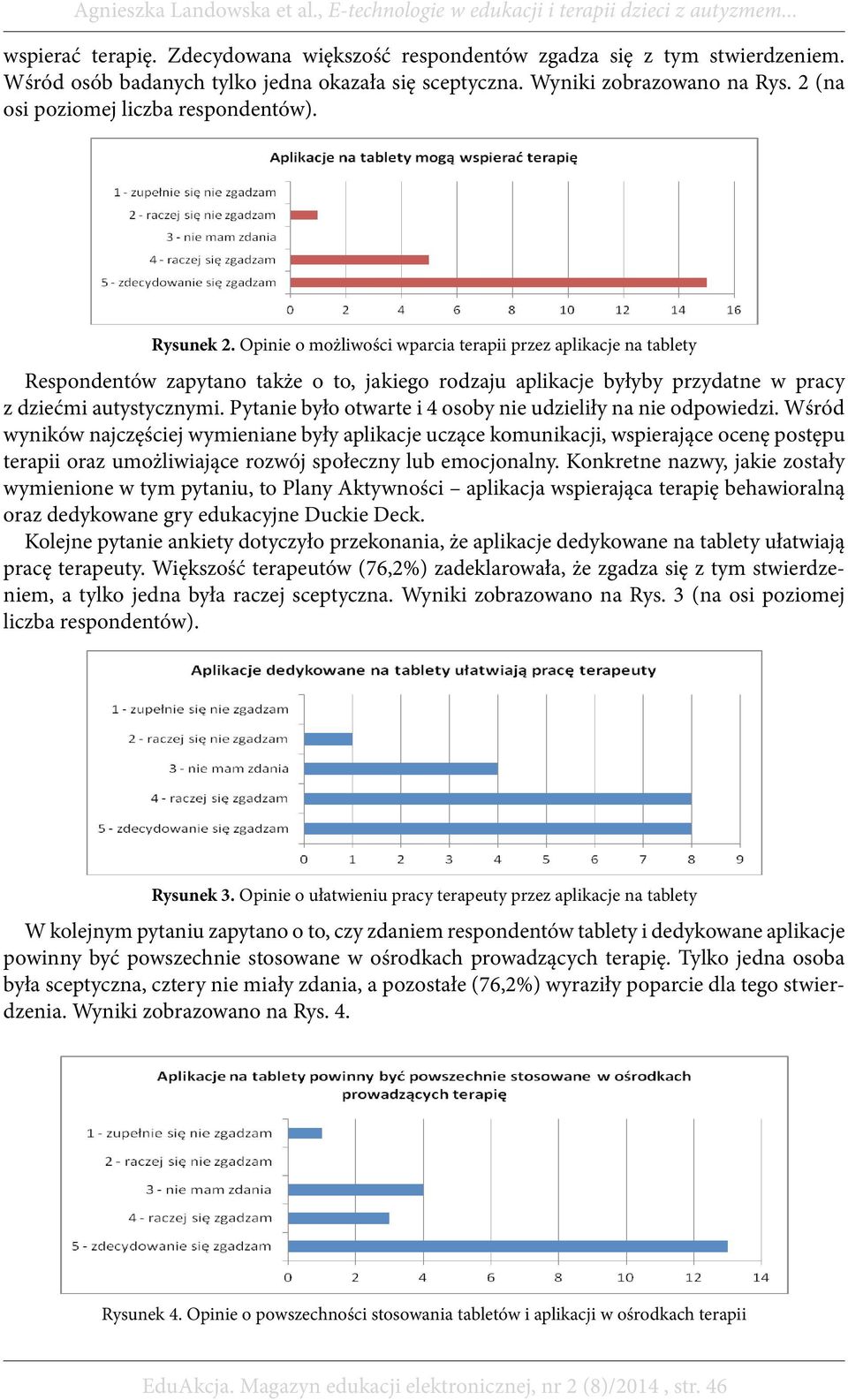 Opinie o możliwości wparcia terapii przez aplikacje na tablety Respondentów zapytano także o to, jakiego rodzaju aplikacje byłyby przydatne w pracy z dziećmi autystycznymi.