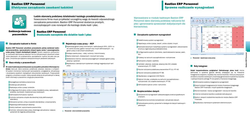 Bastion ERP Personnel dostarcza prostych, oszczędzających czas rozwiązań dla każdego działu kadr i płac.